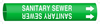 Brady Bradysnap-On B-915 White on Green Plastic Snap-On Pipe Marker - 1 1/4 in Character Height - Printed Msg = SANITARY SEWER with Right Arrow - 4123-D - 754476-41718 - R. S. Hughes Company, Inc.