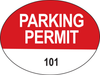 Brady Black / Red on White Oval Vinyl Parking Permit Label - 2 in Width - 1 1/2 in Height - Printed Text = PARKING PERMIT - Print Number(s) = 101 to 200 - 96242 - 754476-96242 - R. S. Hughes Company, Inc.