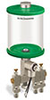 Green Color Key, Clear View Multiple Feed Electro Lubricator, 1 qt Acrylic Reservoir, 3 Feeds, 1/4” OD Tube Outlets, 24VDC - B5162-032AB03024D1GW - Oil-Rite Corp.