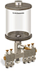 Clear View Multiple Feed Manual Lubricator, 1 qt Acrylic Reservoir, 5 Feeds, 1/8