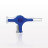 4-Way Stopcock, Blue, 2 Female Luer Locks, Male Luer Slip - 99671 - Qosina Corp.