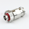 4.1/9.5 Mini DIN Male (Plug) to 4.1/9.5 Mini DIN Female (Jack) Adapter IP67 Mated, Tri-Metal Plated Brass Body, 1.25 VSWR - SM4405 - Fairview Microwave Inc.