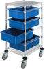 Cart W/ Grid Container, 4Bins, Blu; No. Of Bins Quantum Storage - 44AC4328 - Newark, An Avnet Company