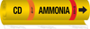 Brady B-689 Black / Orange / Red / White on Yellow Polyester Wrap-Around Pipe Marker - 1 1/4 in Character Height - Printed Msg = AMMONIA - 57981 - 754476-57981 - R. S. Hughes Company, Inc.