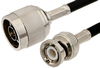 N Male to BNC Male Cable 12 Inch Length Using RG58 Coax, RoHS - PE3042LF-12 - Pasternack
