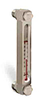 Aluminum Liquid Level Gage with Card Thermometer, 6” Centerline, 1/2