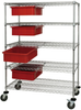 Wire Cart, 5Shelves, 4Bin W/ Slides, Red; No. Of Bins Quantum Storage - 44AC7970 - Newark, An Avnet Company