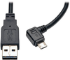 Dedicated Reversible USB Charging Cable (Reversible A to Right Angle 5-Pin Micro B) Black, 3-ft. -- UR05C-003-RB - Image