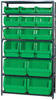 Open Shelving, 7Shelves, 16Bins, Green; Shelving Unit Type Quantum Storage - 44AC5669 - Newark, An Avnet Company