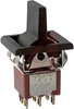 Switch, SM. LEV. HNDL. W/BEZEL, DPDT, ON-OFF-ON, 5A@120VAC OR 28VDC; 2A@250VAC - 70128191 - Allied Electronics, Inc.