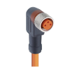 M8 Standard Sensor/Actuator Single-Ended Cordset: Female, angled, 3-pin, A-coded, translucent body, 50 V AC / 60 V DC, 4 A; PUR orange cable, 3-wires, 0.34 mm² - RKMWV 3-260 - Belden Inc.