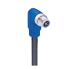 M12 Power Single-Ended Cordset: Male, angled, 4-pin, T-coded, blue body, 50 V AC/60 V DC, 16 A; PUR black cable, 1.50 mm² - RSWT 4T-723 - Belden Inc.