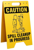 Brady Prinzing Polyethylene Yellow Maintenance Warning Sign - 12 in Width x 20 in Height - TEXT: CAUTION SPILL CLEANUP IN PROGRESS - SF653E - 754473-49470 - R. S. Hughes Company, Inc.