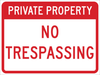 Brady B-959 Aluminum Rectangle White Restricted Area / No Trespassing Sign - Reflective - TEXT: PRIVATE PROPERTY NO TRESPASSING - 115625 - 754473-18988 - R. S. Hughes Company, Inc.