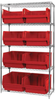 Open Wire Shelving, 5Shelves, 8Bins, Red; Shelving Unit Type Quantum Storage - 44AC8153 - Newark, An Avnet Company
