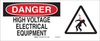 Brady B-120 Fiberglass Reinforced Polyester Rectangle White Electrical Safety Sign - 17 in Width x 7 in Height - TEXT: DANGER HIGH VOLTAGE ELECTRICAL EQUIPMENT - 70388 - 754476-70388 - R. S. Hughes Company, Inc.