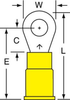 3M Scotchlok Yellow Brazed Vinyl Brazed Ring Terminal MV10-14R/SK - 1.26 in Length - 0.53 in Wide - 0.135 in Inside Diameter - 1/4 in Stud - 054007-01924 - R. S. Hughes Company, Inc.