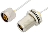 N Male to N Female Bulkhead Cable 12 Inch Length Using PE-SR405FL Coax, RoHS - PE3971LF-12 - Pasternack