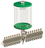 Green Color Key, Clear View Multiple Feed Electro Lubricator, 1/2 gal Pyrex Reservoir, 16 Feeds, 1/8