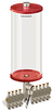 Red Color Key, Clear View Multiple Feed Electro Lubricator, 1 gal Acrylic Reservoir, 9 Feeds, 1/8
