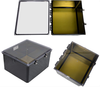 18x16x10 UL Listed Polycarbonate Weatherproof Outdoor IP66 NEMA 4X Enclosure, Kit, bundled w/Aluminum Blank Mount PLT Clear Lid Black - TEBWPC181610-KIT - Transtector Systems, Inc.