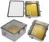 14x12x06 Polycarbonate Weatherproof Outdoor IP66 NEMA 4X Enclosure, 120 VAC MNT PLT, Mechanical Thermostat Heat Clear Lid DKGY -- TEWPC141206-1H0 - Image