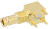 RA 75 Ohm 1.0/2.3 Jack Bulkhead Push-On PCB Connector Thru Hole Solder, Gold Plated Brass Body, Length 0.76 In -- FMCN1120 - Image