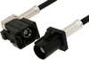 Black FAKRA Plug to FAKRA Jack Right Angle Cable 24 Inch Length Using RG174 Coax - PE38753A-24 - Pasternack