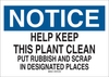 Brady B-401 Polystyrene Rectangle White Litter & Cigarette Disposal Sign - 14 in Width x 10 in Height - 22793 - 754476-22793 - R. S. Hughes Company, Inc.