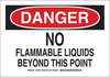 Brady B-401 Polystyrene Rectangle White Chemical, Biohazard, Hazardous & Flammable Material Sign - 14 in Width x 10 in Height - TEXT: DANGER NO FLAMMABLE LIQUIDS BEYOND THIS POINT - 126346 - 754473-74523 - R. S. Hughes Company, Inc.