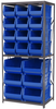 Akro-Mils 6500 lb Adjustable Blue Gray Powder Coated Steel 22 ga Open Adjustable Fixed Shelving System - 12 Bins, 6 Bins - 6500 lb Total Capacity - AS2479ASSORT BLUE - AS2479ASSORT BLUE - R. S. Hughes Company, Inc.