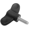 Male Wing Knob; Threaded Stud, Thumb, Black -- ESP-610 - Image
