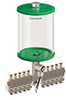 Green Color Key, Clear View Multiple Feed Electro Lubricator, 1/2 gal Acrylic Reservoir, 10 Feeds, 1/8