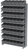 Akro-Mils APRS 400 lb Gray Powder Coated Steel 16 ga Single Sided Fixed Rack - 36 3/4 in Overall Length - 48 Bins - Bins Included - APRS162 GREY - APRS162 GREY - R. S. Hughes Company, Inc.