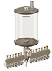 Levelux Clear View Multiple Feed Electro Lubricator, 1/2 gal Pyrex Reservoir, 13 Feeds, 1/8