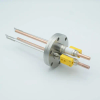 Thermocouple-Power Feedthrough, 2 Pairs Type K, w/ Miniature TC Connectors, 5000 Volts, 150 Amps, 2 Pins, 2.75″ Conflat Flange - A0798-1-CF - MPF Products, INC.