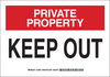 Brady B-401 High Impact Polystyrene Rectangle White Restricted Area / No Trespassing Sign - 14 in Width x 10 in Height - TEXT: PRIVATE PROPERTY KEEP OUT - 124849 - 754473-72456 - R. S. Hughes Company, Inc.