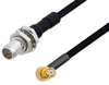 Slide-On BMA Plug Bulkhead to SMP Female Right Angle Cable 60 Inch Length Using PE-SR405FLJ Coax - PE3C4869-60 - Pasternack