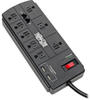 8-Outlet Surge Protector with 2 USB Ports (2.1A Shared) - 8 ft. Cord, 1200 Joules, Tel/Modem, Black -- TLP88TUSBB - Image
