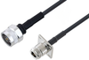 N Male to N Female 4 Hole Flange Low Loss Cable 100 cm Length Using LMR-195 Coax - PE3W02012-100CM - Pasternack