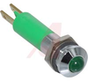 Indicator, Pnl-Mnt;LED;Green;8mm;12VDC;32mcd;Prominent Bezel;Satin Chrome - 70117685 - Allied Electronics, Inc.