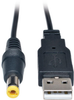 USB to 5V DC Type-N Barrel Plug Power Cable - M/M, 28 AWG, 3 ft., Black - U152-003-N - Tripp Lite by Eaton