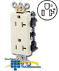 Leviton Decora Receptacle 20 Amp Back and Side Wired NEMA.. - 16352 - TelephoneStuff.com