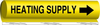 Brady B-689 Black on Yellow Polyester Wrap-Around Pipe Marker - 12 in Width - 1 1/4 in Character Height - 26.5 in Length - Printed Msg = HEATING SUPPLY with Right Arrow - 5701-II - 754476-92733 - R. S. Hughes Company, Inc.