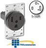Leviton 50Amp Flush Mount Receptacle - 5373 - TelephoneStuff.com