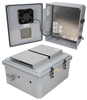 14x12x06 Polycarbonate Weatherproof Outdoor IP24 NEMA 3R Enclosure, 240 VAC Universal Outlet MNT PLT, Mechanical Thermostat Fan DKGY -- TEPC141206-E0F - Image