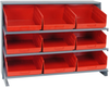 Sloped Bench Rack, 3Shelves, 9Bins, Red; Shelving Unit Type Quantum Storage - 44AC6459 - Newark, An Avnet Company