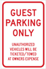 Brady B-959 Aluminum Rectangle White Parking Restriction, Permission & Information Sign - Reflective - TEXT: GUEST PARK ONLY - 115617 - 754473-18980 - R. S. Hughes Company, Inc.