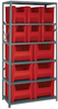 Open Shelving, 6Shelves, 15Bins, Red; Shelving Unit Type Quantum Storage - 44AC6730 - Newark, An Avnet Company