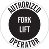 Brady B-946 Black on White Circle Vinyl Hard Hat Label - Printed Text = AUTHORIZED OPERATOR FORK LIFT - 49554 - 754476-49554 - R. S. Hughes Company, Inc.